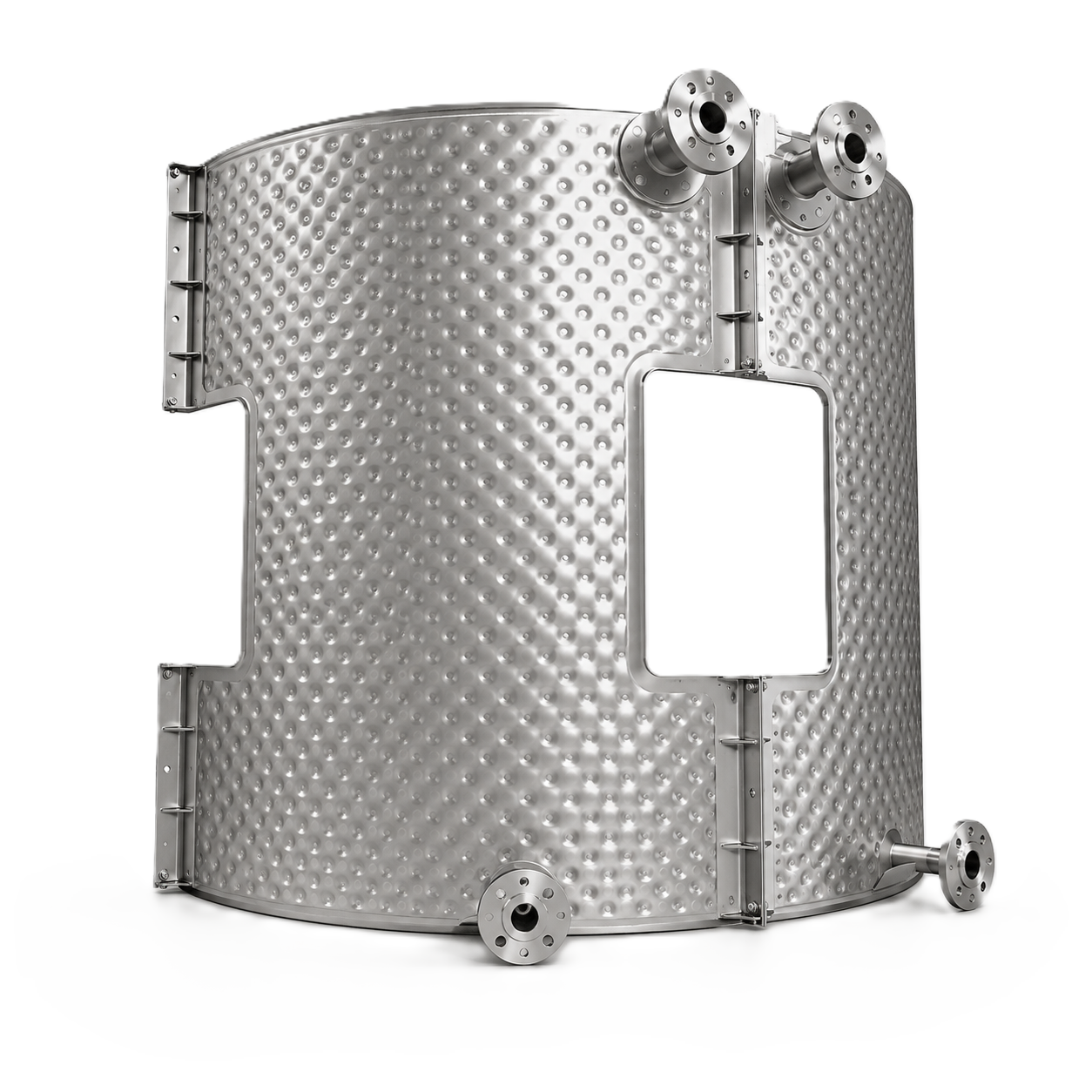 Clamp-on Temp-Plate panel banded to the outside of an existing tank